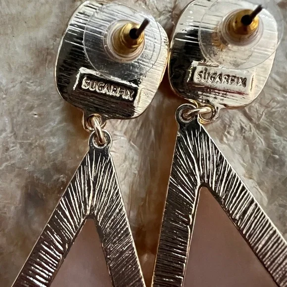 SUGARFIX by Baulebar Gold and Peach Stone Drop Pierced Earrings - Picture 4 of 5